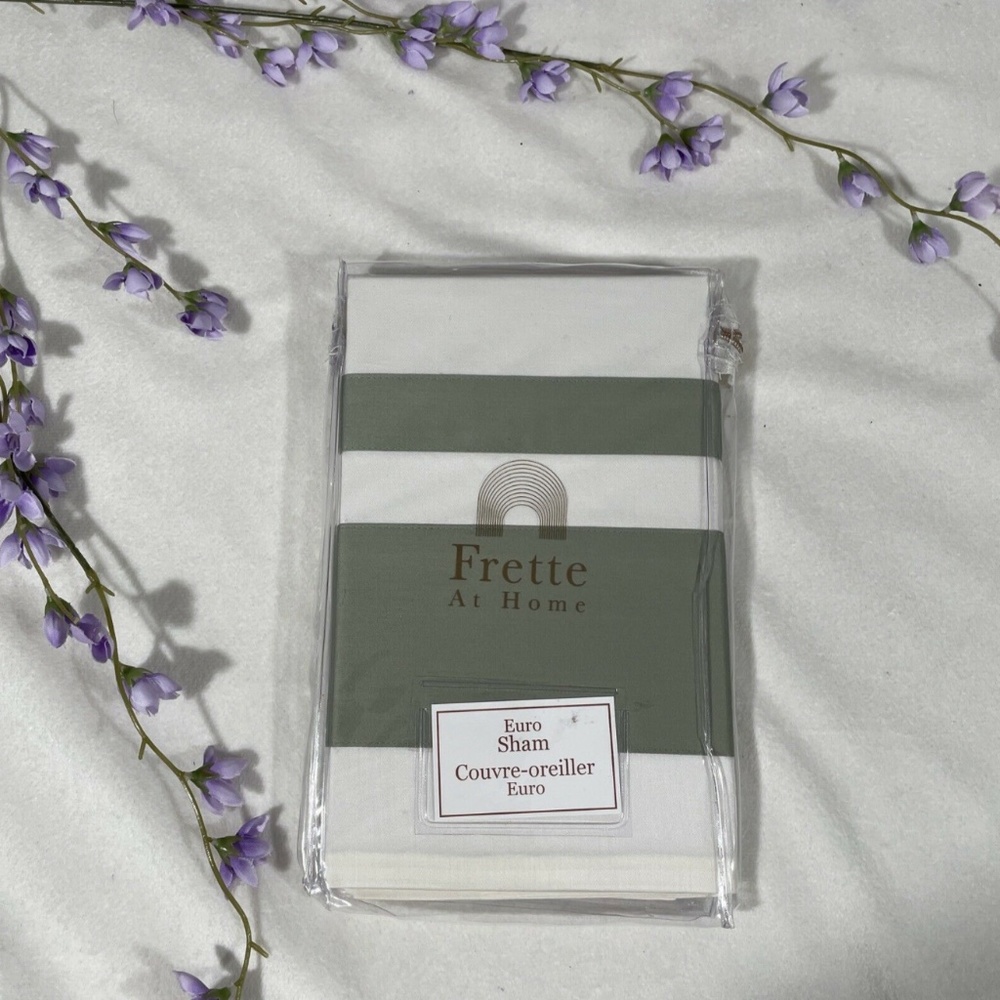 NIB [ 1 Euro ] Pillow Sham for Frette At Home Brenta in Ivory‎ / Sage Green